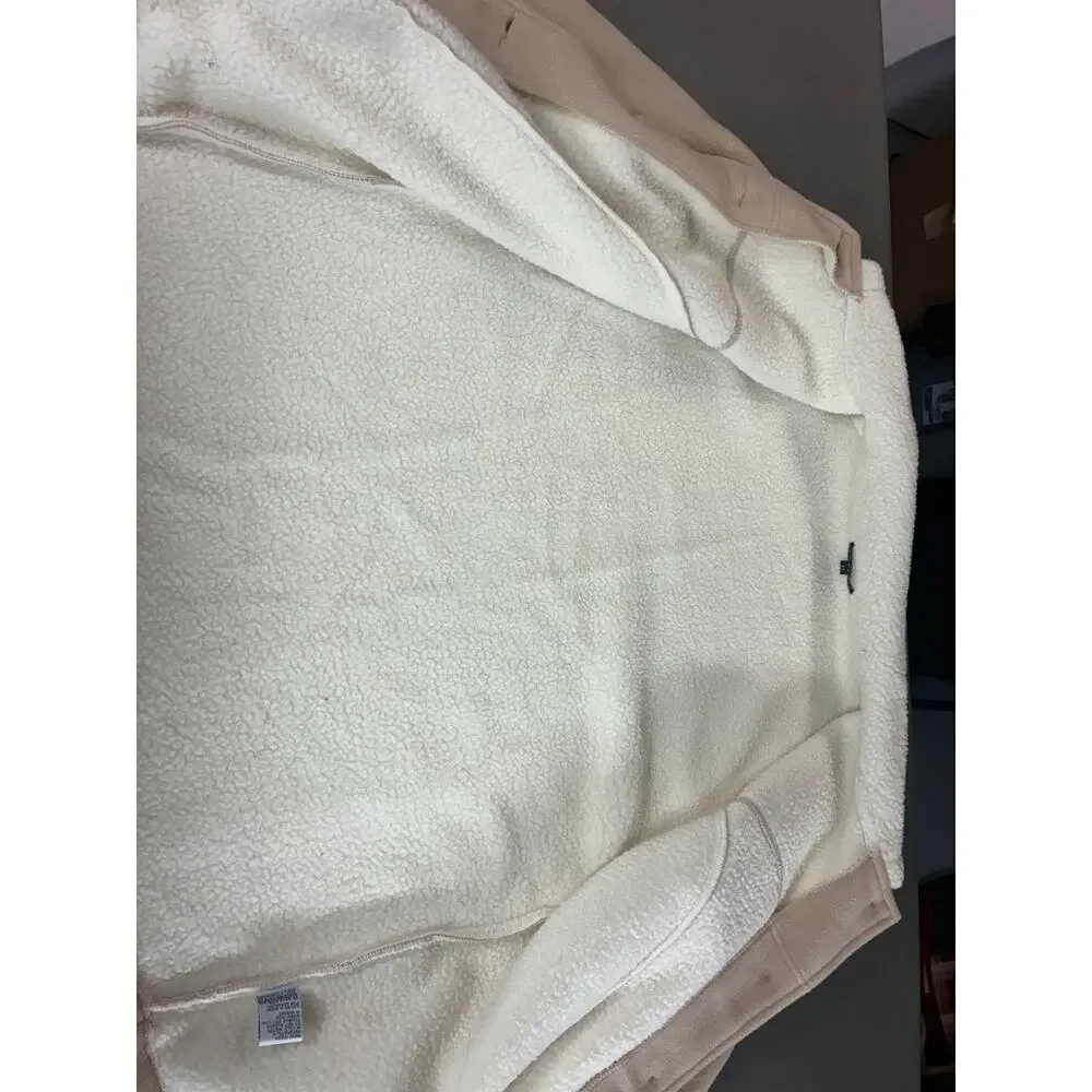 Effeci Collection Sherpa Fleece Jacket Beige Button Front Cozy Winter Coat